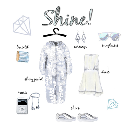 Glow fashion outfit image shine jacket and accessories