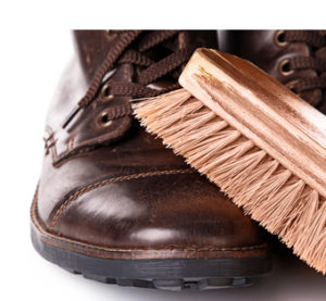 Cleaning brush and leather boots